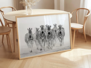Zebra Framed Canvas Wall Art, Black and White Safari Print, Modern Wildlife Photography Decor, Neutral Animal Canvas