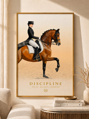 Luxury Equestrian Wall Art, Dressage Horse Framed Canvas, Old Money Decor, Discipline Motivation Poster, Quiet Luxury Home Decor