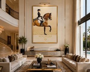 Luxury Equestrian Wall Art, Dressage Horse Framed Canvas, Old Money Decor, Discipline Motivation Poster, Quiet Luxury Home Decor