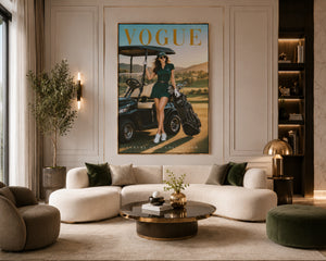 Luxury Golf Wall Art Framed Canvas, Old Money Country Club Decor, Vogue Style Golf Print, Fashion Golf Poster, Luxury Office Wall Art