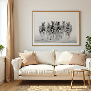 Zebra Framed Canvas Wall Art, Black and White Safari Print, Modern Wildlife Photography Decor, Neutral Animal Canvas