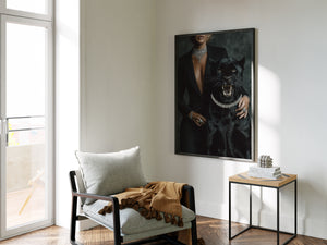 Black Panther Framed Canvas Wall Art, Luxury Fashion Portrait Print, Dark Glam Animal Decor, Modern Statement Artwork