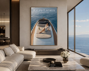 Ralph Lauren Style Yacht Canvas Wall Art, Luxury Coastal Decor, Framed Old Money Poster, Quiet Luxury Beach House Wall Art