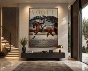 Luxury Equestrian Vogue Wall Art Framed Canvas Print, Horse Rider Poster, Old Money Decor, Ralph Lauren Style, Neutral Luxury Home Decor