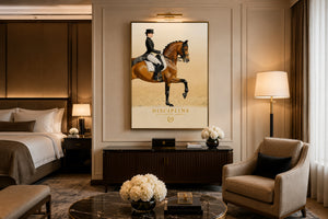 Luxury Equestrian Wall Art, Dressage Horse Framed Canvas, Old Money Decor, Discipline Motivation Poster, Quiet Luxury Home Decor