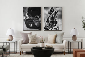 Majestic Horse Equestrian Framed Canvas Wall Art, Black and White Saddle Print, Luxury Horse Riding Decor