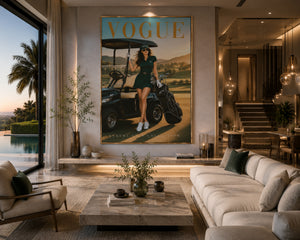 Luxury Golf Wall Art Framed Canvas, Old Money Country Club Decor, Vogue Style Golf Print, Fashion Golf Poster, Luxury Office Wall Art