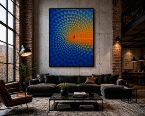 Abstract Geometric Canvas Wall Art, Journey To Success Print, Modern Blue Orange Framed Canvas, Inspirational Office Decor, Large Statement Artwork