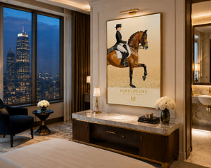 Luxury Equestrian Wall Art, Dressage Horse Framed Canvas, Old Money Decor, Discipline Motivation Poster, Quiet Luxury Home Decor