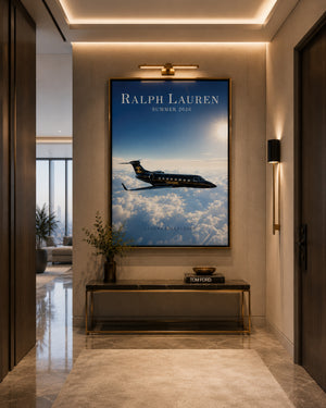 Private Jet Wall Art, Quiet Luxury Framed Canvas Print, Old Money Decor