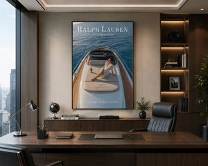 Ralph Lauren Style Yacht Canvas Wall Art, Luxury Coastal Decor, Framed Old Money Poster, Quiet Luxury Beach House Wall Art