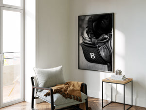 Majestic Horse Equestrian Framed Canvas Wall Art, Black and White Saddle Print, Luxury Horse Riding Decor