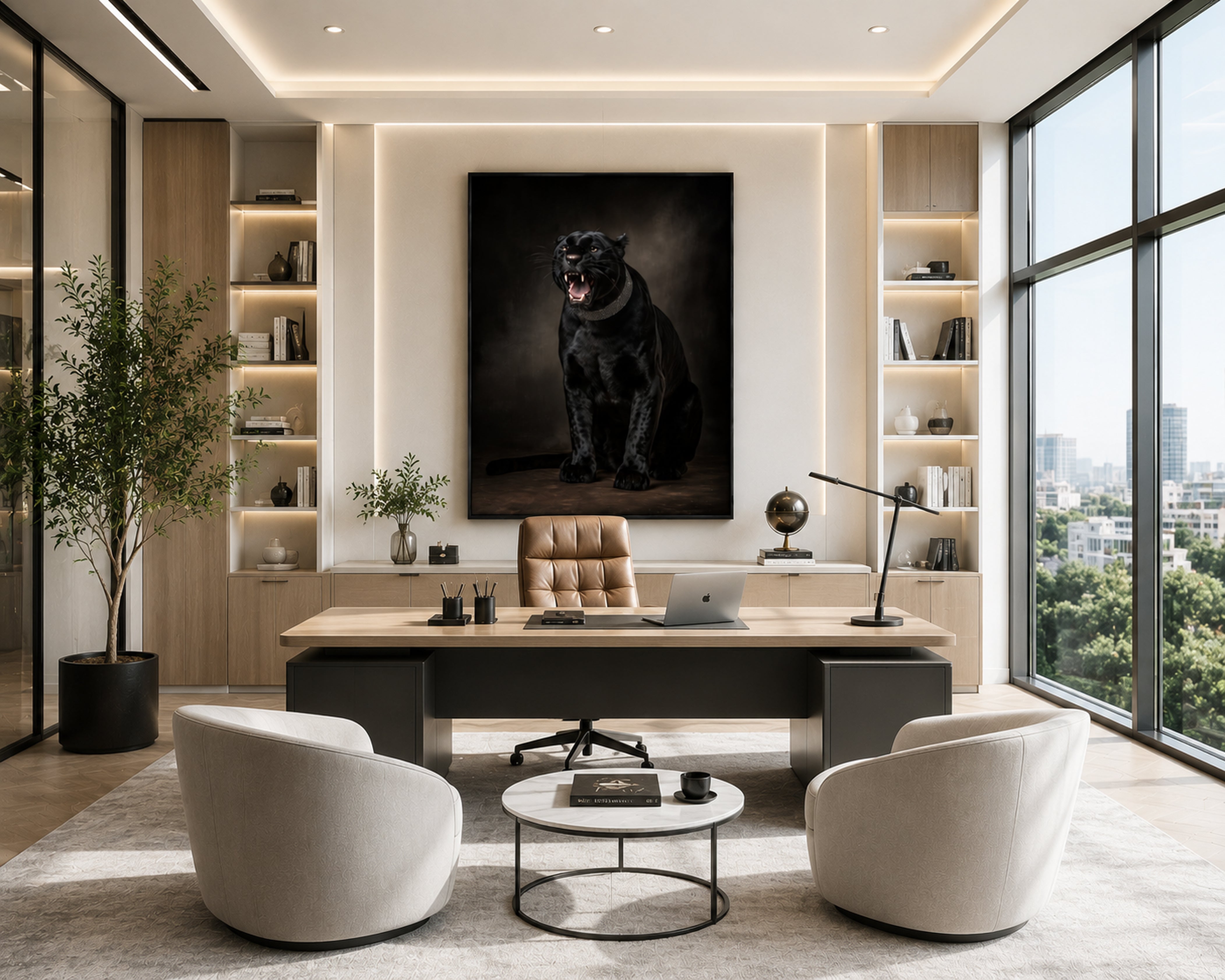 Black Panther Framed Canvas Wall Art, Dark Luxury Wildlife Print, Moody Animal Portrait, Modern Gothic Decor