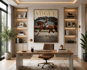 Luxury Equestrian Vogue Wall Art Framed Canvas Print, Horse Rider Poster, Old Money Decor, Ralph Lauren Style, Neutral Luxury Home Decor