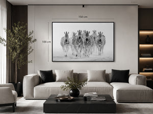 Zebra Framed Canvas Wall Art, Black and White Safari Print, Modern Wildlife Photography Decor, Neutral Animal Canvas
