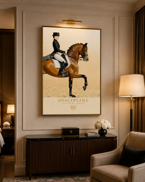 Luxury Equestrian Wall Art, Dressage Horse Framed Canvas, Old Money Decor, Discipline Motivation Poster, Quiet Luxury Home Decor