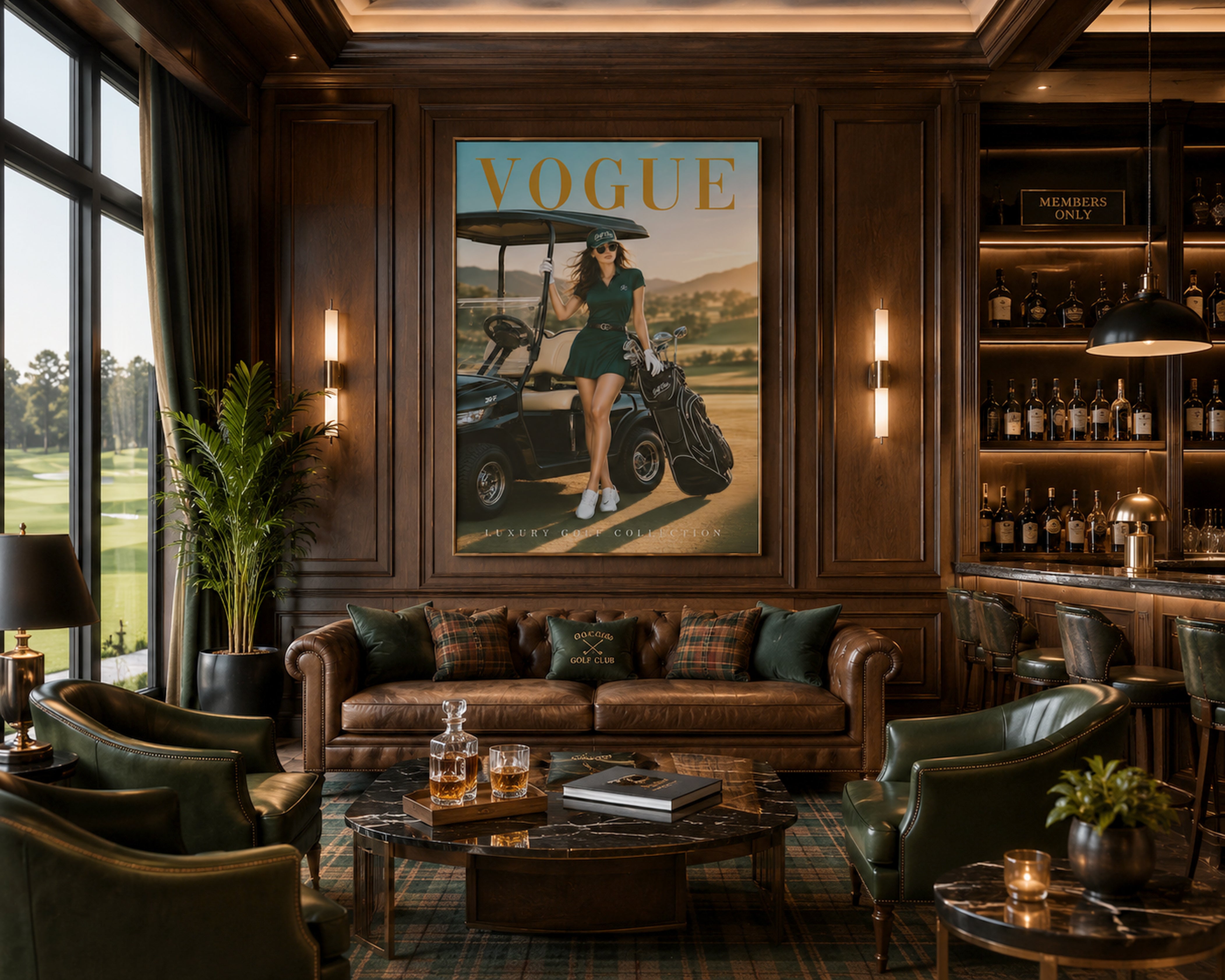 Luxury Golf Wall Art Framed Canvas, Old Money Country Club Decor, Vogue Style Golf Print, Fashion Golf Poster, Luxury Office Wall Art