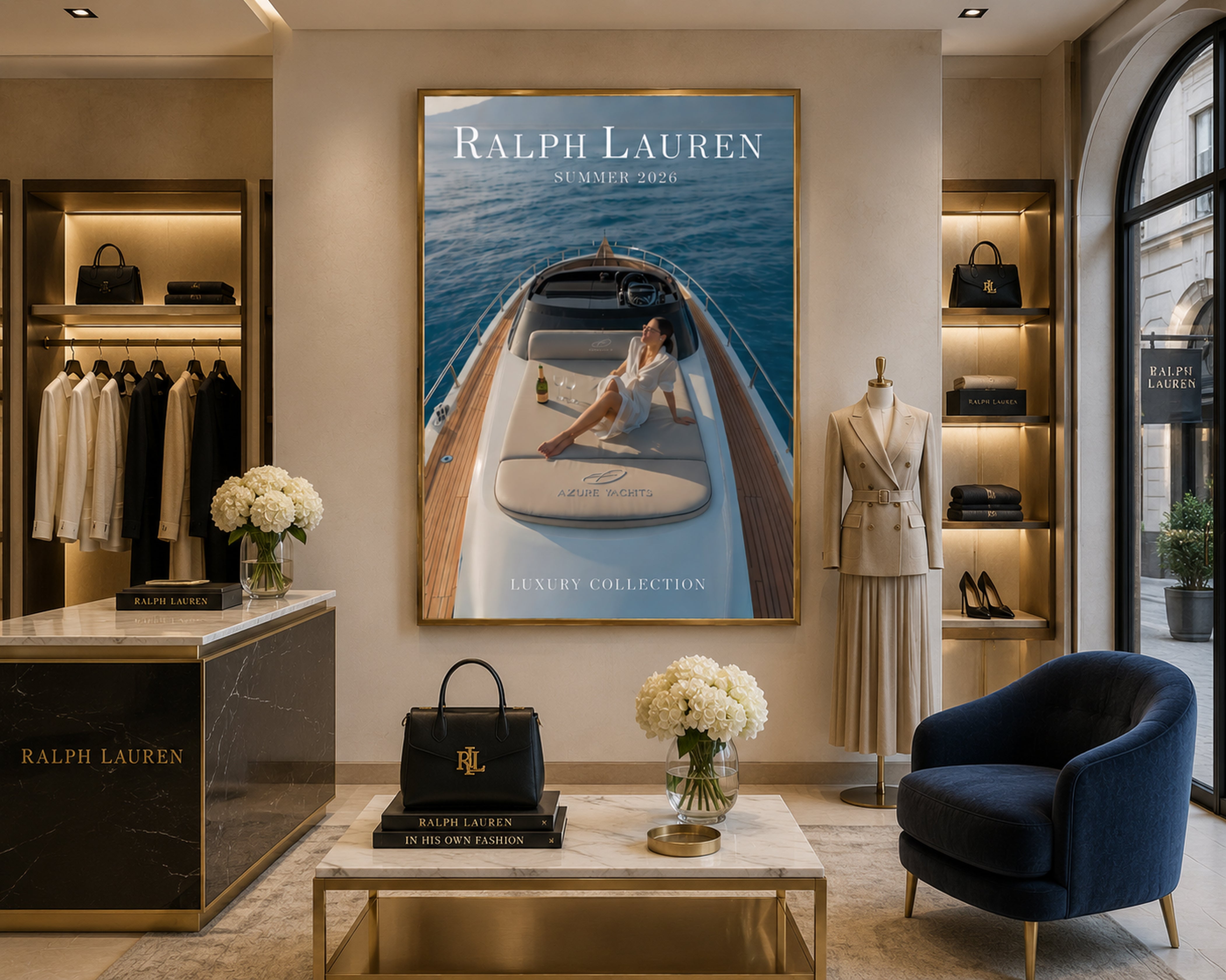 Ralph Lauren Style Yacht Canvas Wall Art, Luxury Coastal Decor, Framed Old Money Poster, Quiet Luxury Beach House Wall Art