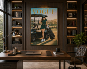 Luxury Golf Wall Art Framed Canvas, Old Money Country Club Decor, Vogue Style Golf Print, Fashion Golf Poster, Luxury Office Wall Art