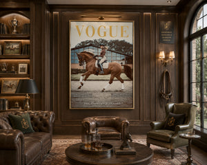 Luxury Equestrian Vogue Wall Art Framed Canvas Print, Horse Rider Poster, Old Money Decor, Ralph Lauren Style, Neutral Luxury Home Decor