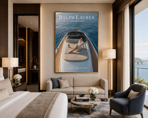 Ralph Lauren Style Yacht Canvas Wall Art, Luxury Coastal Decor, Framed Old Money Poster, Quiet Luxury Beach House Wall Art