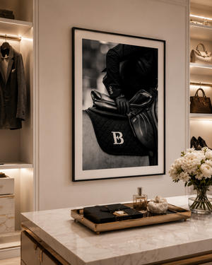 Majestic Horse Equestrian Framed Canvas Wall Art, Black and White Saddle Print, Luxury Horse Riding Decor