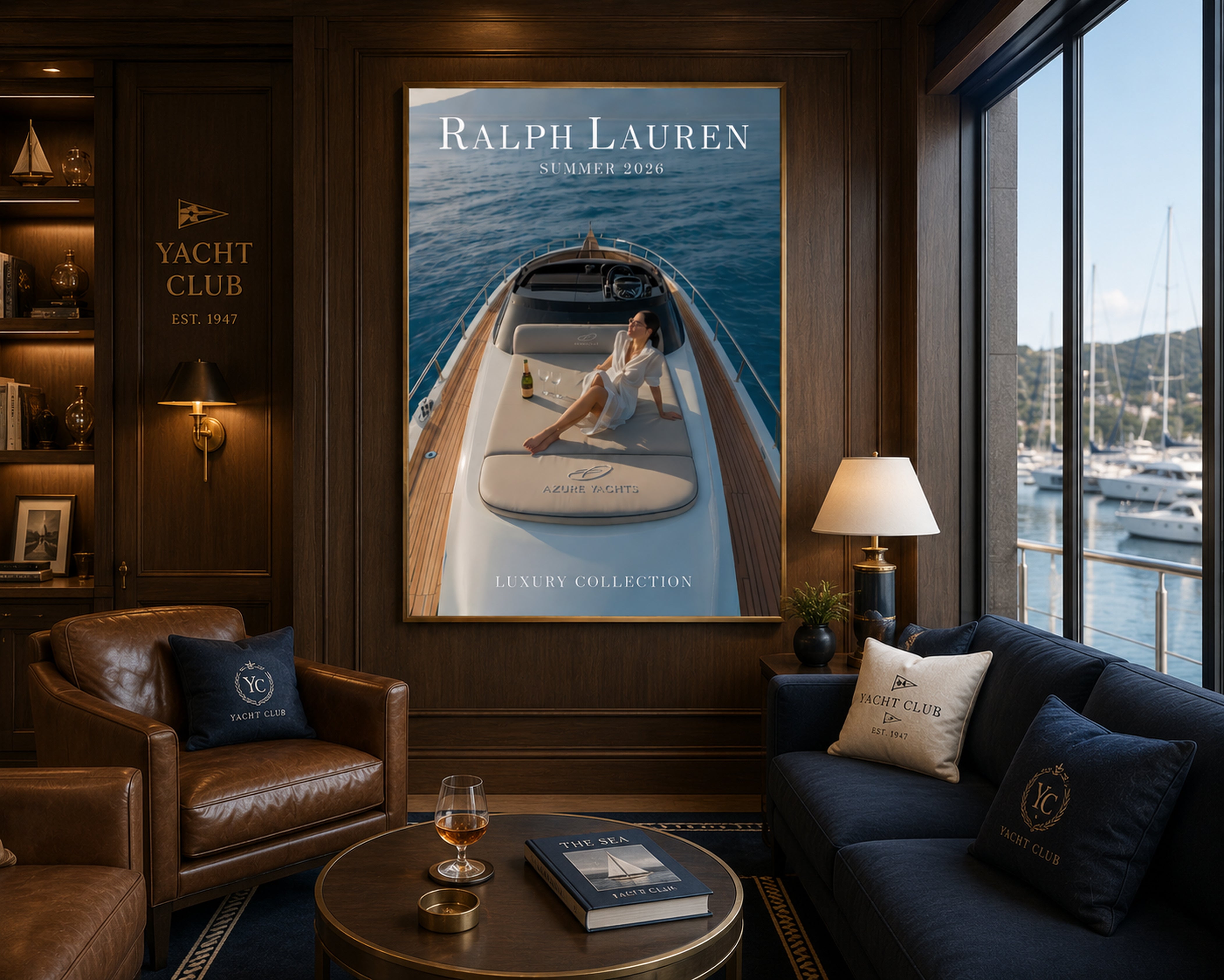 Ralph Lauren Style Yacht Canvas Wall Art, Luxury Coastal Decor, Framed Old Money Poster, Quiet Luxury Beach House Wall Art