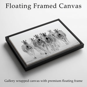 Zebra Framed Canvas Wall Art, Black and White Safari Print, Modern Wildlife Photography Decor, Neutral Animal Canvas