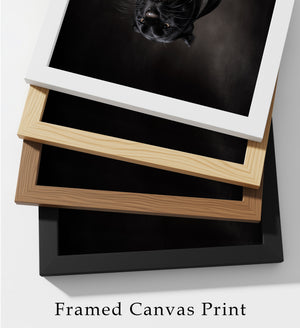Black Panther Framed Canvas Wall Art, Dark Luxury Wildlife Print, Moody Animal Portrait, Modern Gothic Decor