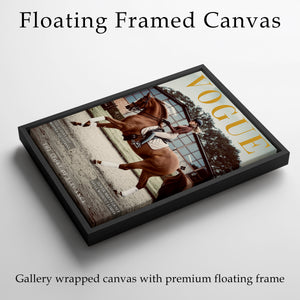 Luxury Equestrian Vogue Wall Art Framed Canvas Print, Horse Rider Poster, Old Money Decor, Ralph Lauren Style, Neutral Luxury Home Decor