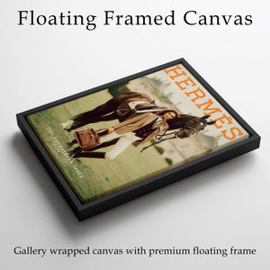 Luxury Equestrian Fashion Wall Art, Hermes Style Framed Canvas, Old Money Horse Decor, Parisian Chic Interior Artwork