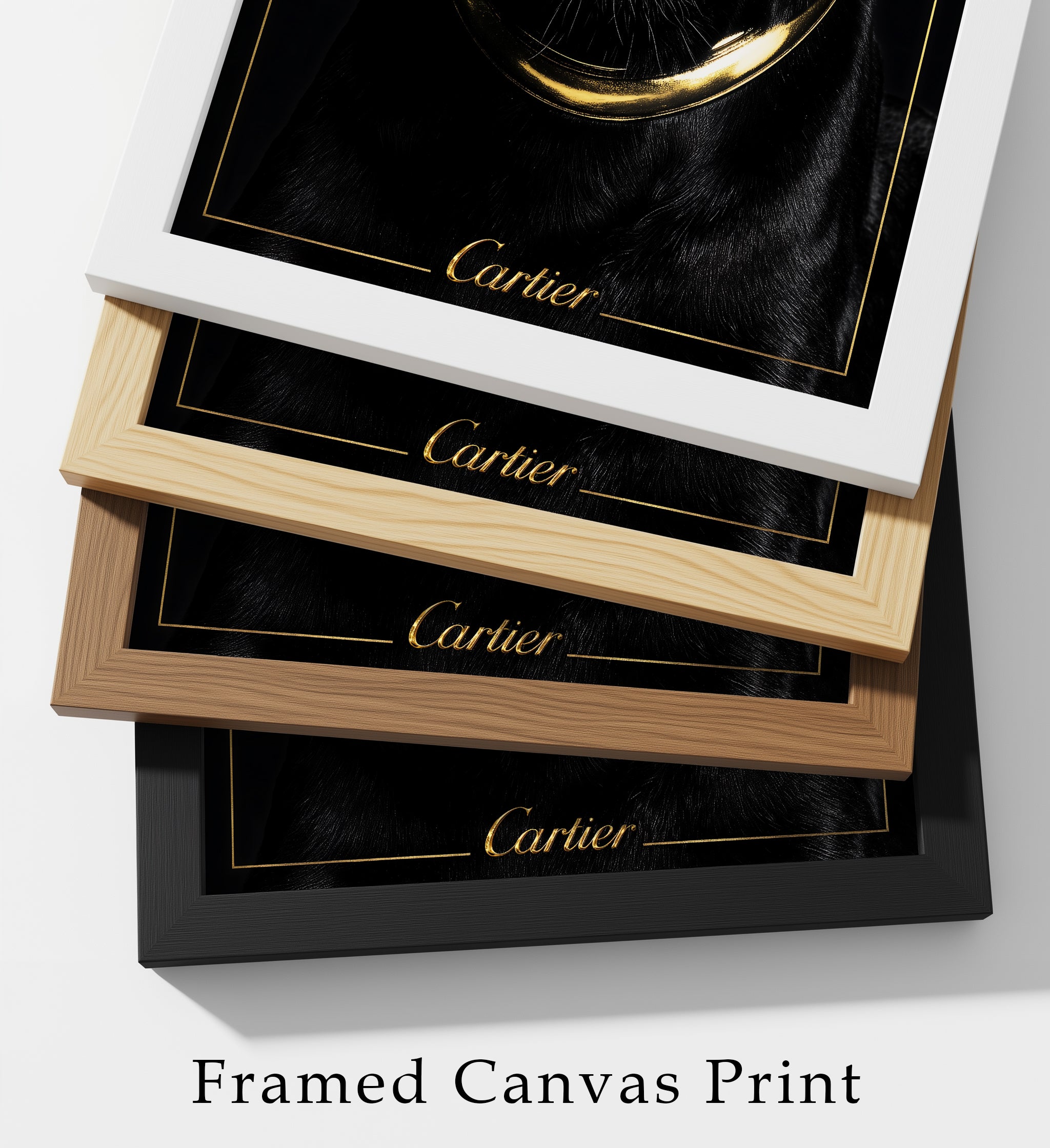 Luxury Black Panther Wall Art, Gold Framed Canvas Print, Cartier Style Decor, Quiet Luxury Animal Artwork, Modern Glam Wall Art