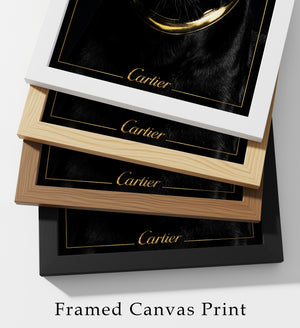 Luxury Black Panther Wall Art, Gold Framed Canvas Print, Cartier Style Decor, Quiet Luxury Animal Artwork, Modern Glam Wall Art