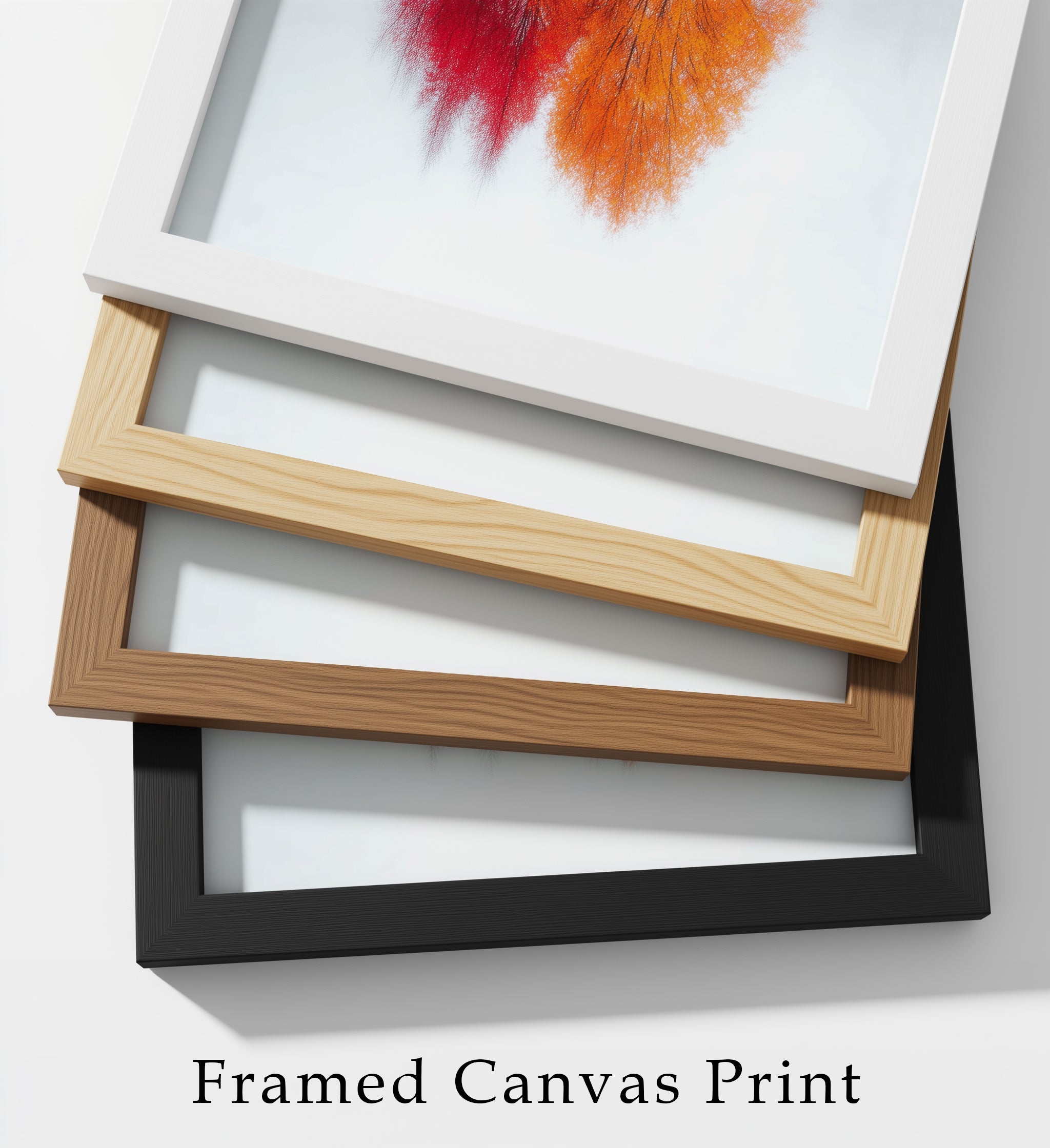 Minimalist Autumn Tree Canvas Wall Art, Framed Nature Print, Foggy Lake Reflection Artwork, Scandinavian Wall Decor, Modern Living Room Canvas