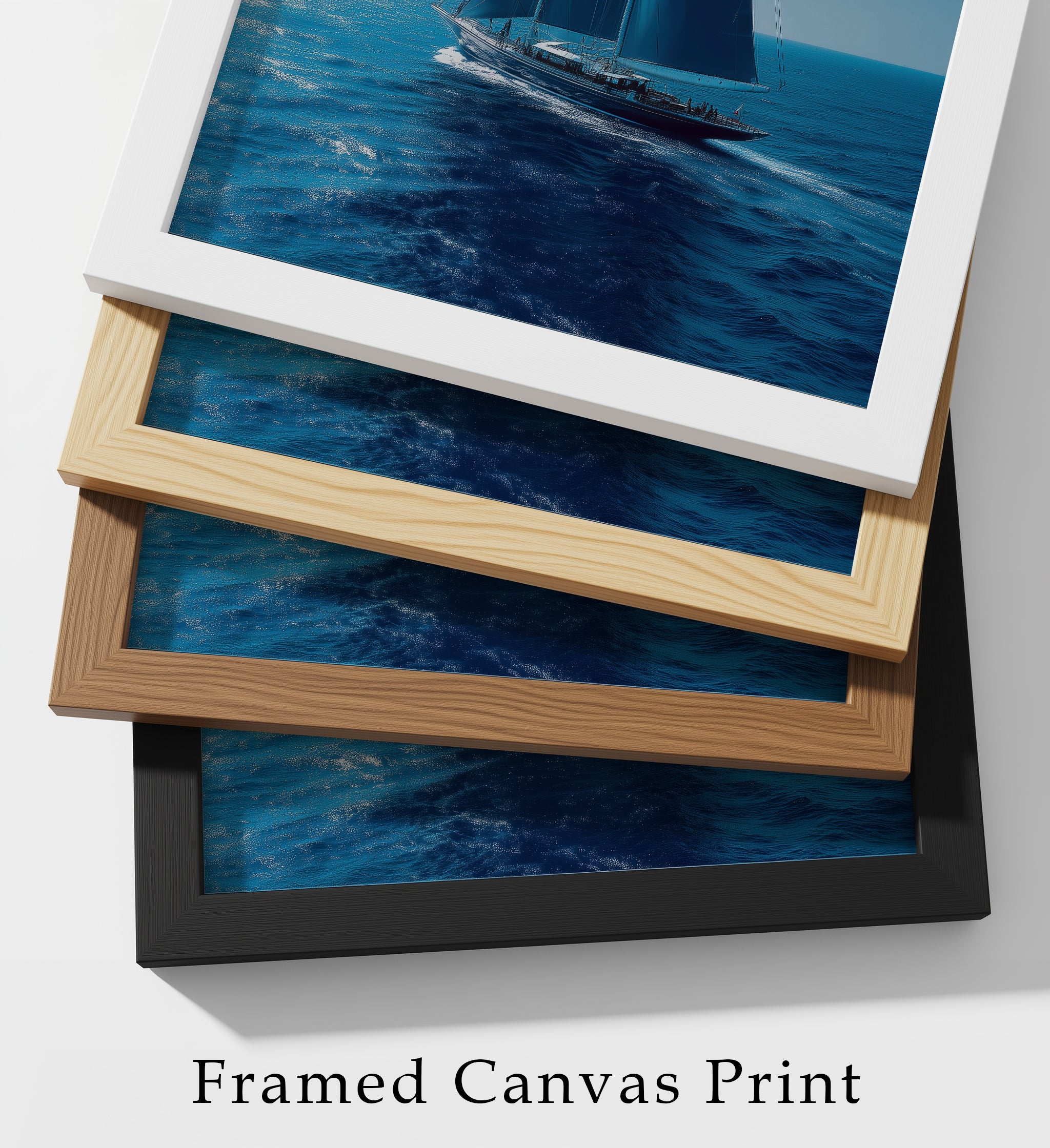 Ralph Lauren Style Sailboat Canvas Wall Art, Luxury Coastal Framed Print, Old Money Nautical Decor, Blue Yacht Poster