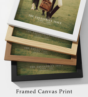 Luxury Equestrian Fashion Wall Art, Hermes Style Framed Canvas, Old Money Horse Decor, Parisian Chic Interior Artwork