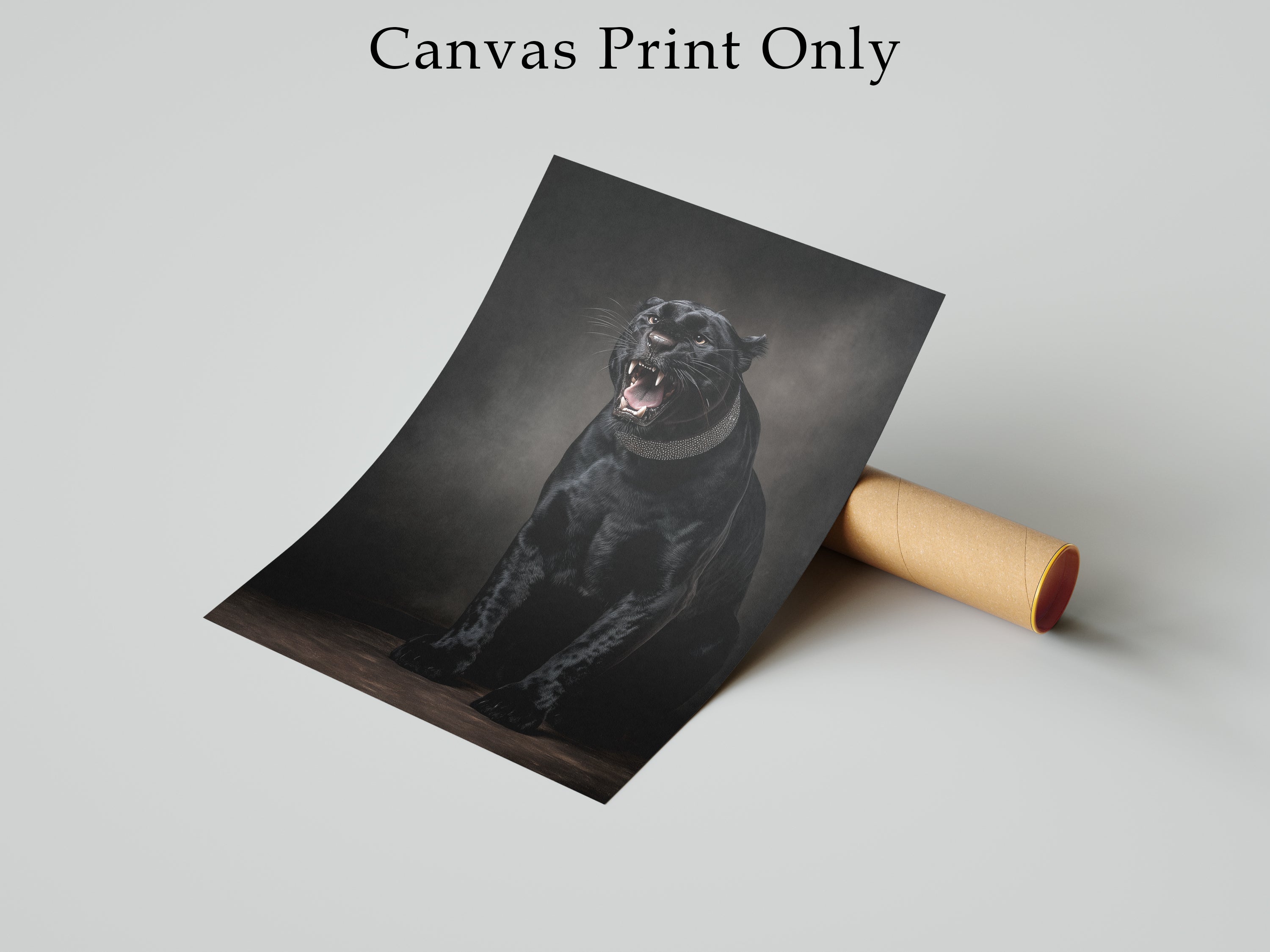 Black Panther Framed Canvas Wall Art, Dark Luxury Wildlife Print, Moody Animal Portrait, Modern Gothic Decor