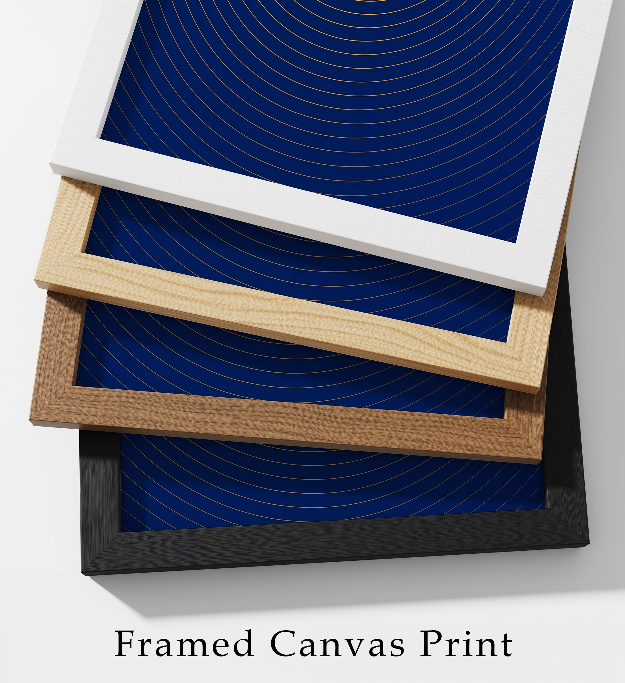 Luxury Blue and Gold Wall Art, Abstract Framed Canvas Print, Modern Minimalist Decor, Contemporary Office Artwork, Inspirational Wall Art