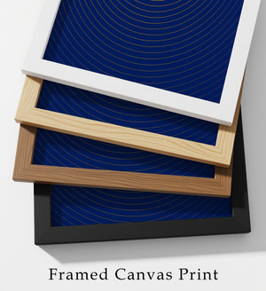 Luxury Blue and Gold Wall Art, Abstract Framed Canvas Print, Modern Minimalist Decor, Contemporary Office Artwork, Inspirational Wall Art