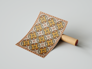 Ancient Roman Mosaic Framed Canvas, Vintage Mosaic Wall Art Framed Canvas, Mediterranean Tile Pattern Print, Terracotta Geometric Wall Decor