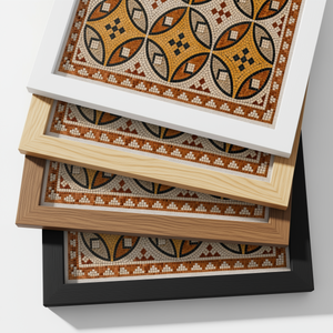 Ancient Roman Mosaic Framed Canvas, Vintage Mosaic Wall Art Framed Canvas, Mediterranean Tile Pattern Print, Terracotta Geometric Wall Decor