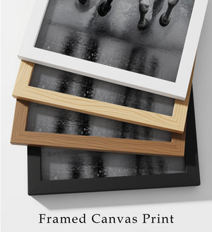 Black and White Horse Framed Canvas, Running Horses Wall Art, Equestrian Photography Print, Modern Western Decor