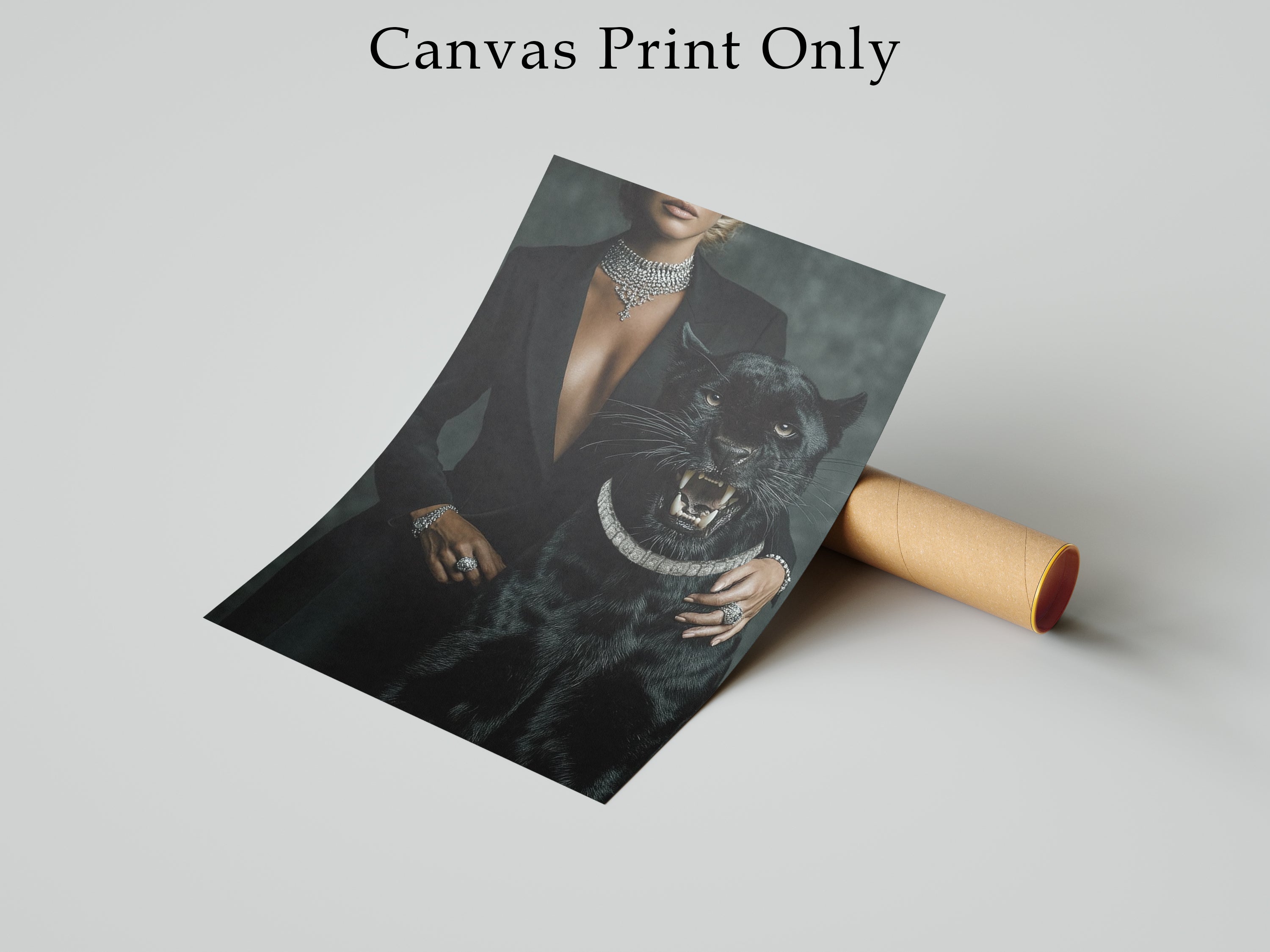 Black Panther Framed Canvas Wall Art, Luxury Fashion Portrait Print, Dark Glam Animal Decor, Modern Statement Artwork