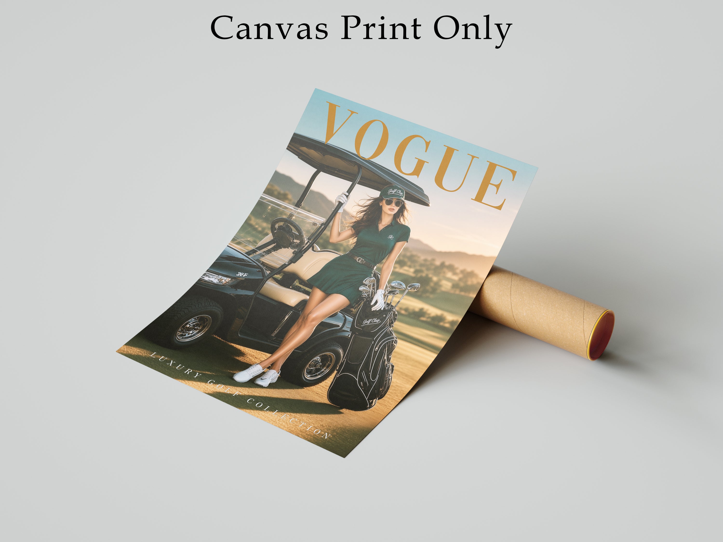 Luxury Golf Wall Art Framed Canvas, Old Money Country Club Decor, Vogue Style Golf Print, Fashion Golf Poster, Luxury Office Wall Art